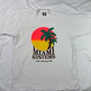 Vtg Miami 1992 Achievement Adult L Single Stitch T-Shirt White Made in USA